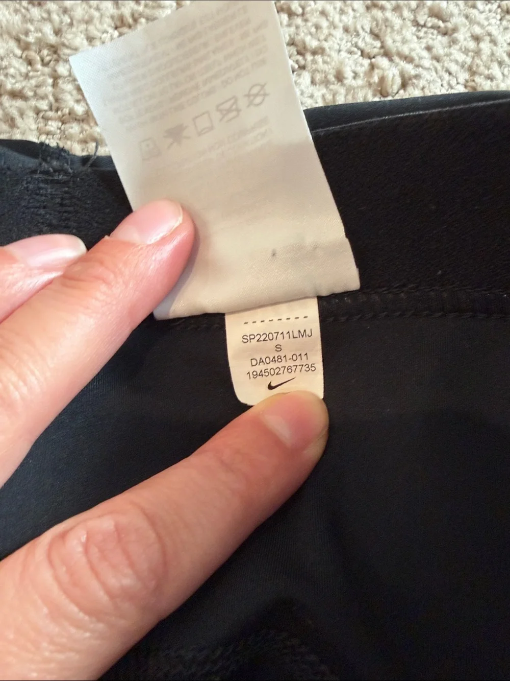 Nike Black Pro Compression Shorts with White Logo approx 6” inseam
